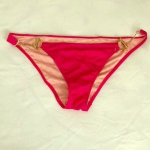 NWOT Victoria Secret Gold Chain Pink Bikini Bottom